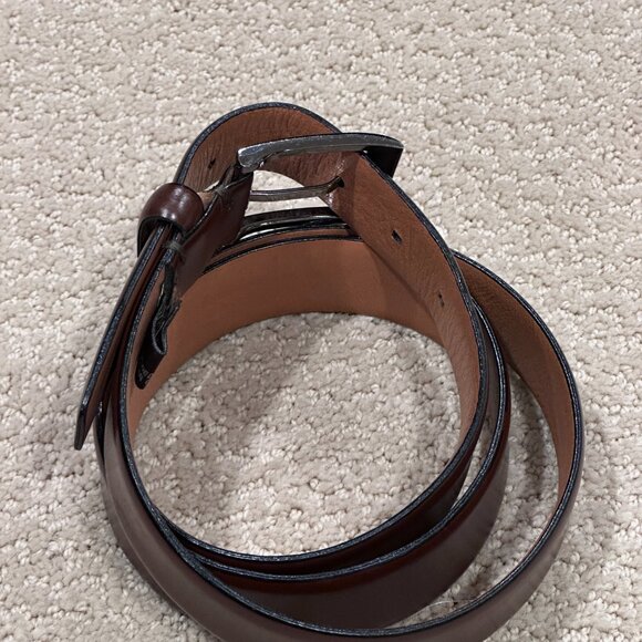 Trafalgar Cameron Leather Dress Belt Mahogany Brown Burnished Size 44 #1101TFR8 - Picture 9 of 15